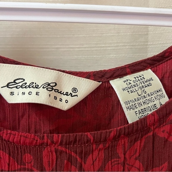 ⚫️ BOGO Eddie Bauer women’s midi adjustable button floral dress size large - Picture 2 of 7